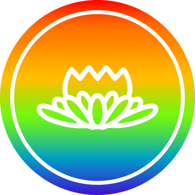 Nilüfer çiçeği dairesel ikonu gökkuşağı gradyan bir insan tarafından çizilmiş.