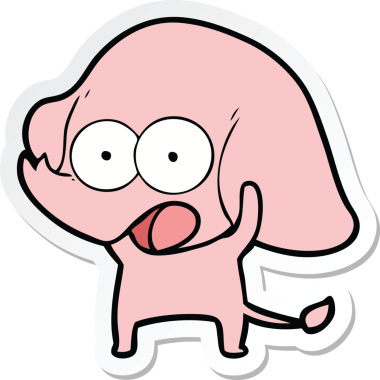 Bir insan tarafından çizilmiş şirin bir fil çıkartması.