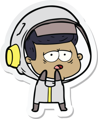 Bir insan tarafından çizilmiş yorgun bir astronotun çıkartması.