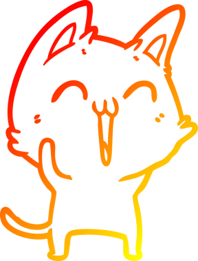 Bir insan tarafından çizilmiş mutlu çizgi film kedisinin sıcak çizgi çizgisi.