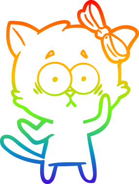 gökkuşağı gradyanı çizimi bir insan tarafından çizilmiş çizgi film kedisi