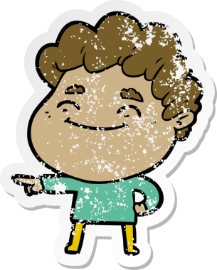 Bir insan tarafından çizilmiş, karikatür dostu bir adamın sıkıntılı çıkartması.