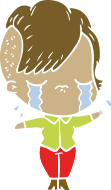 Bir insan tarafından çizilmiş düz renkli karikatür.