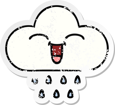 Bir insan tarafından çizilmiş tatlı bir yağmur bulutunun sıkıntılı çıkartması