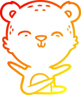 Bir insan tarafından çizilmiş mutlu çizgi film ayısının sıcak çizgi çizimi