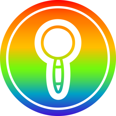 Bir insan tarafından çizilmiş gökkuşağı eğimli büyüteç dairesel simge