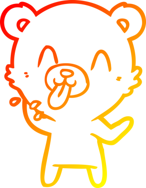 Bir insanın çizdiği dilden çıkan kaba bir kutup ayısının sıcak çizgi çizimi.