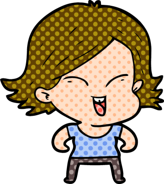 Bir insan tarafından çizilmiş mutlu çizgi film kızı.