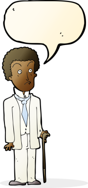 Bir insan tarafından çizilmiş konuşma balonu olan mutsuz bir beyefendi çizgi filmi.