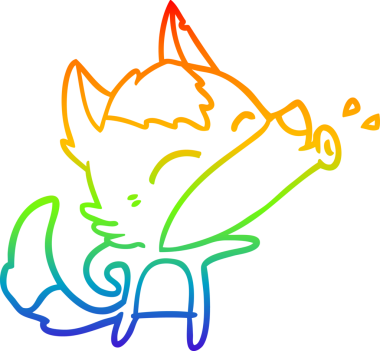 Uluyan bir kurt çizgi filminin gökkuşağı gradyanı insan tarafından çizilmiş.