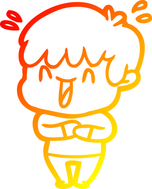 Bir insan tarafından çizilmiş gülen bir çizgi film karakteri çizimi