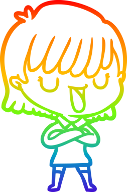 gökkuşağı gradyan çizimi bir insan tarafından çizilmiş bir karikatür kadın