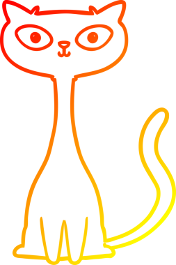 Bir insan tarafından çizilmiş çizgi film kedisinin sıcak çizgi çizimi