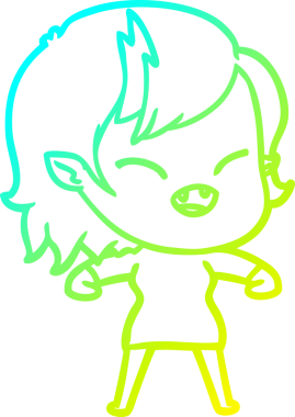 Bir insan tarafından çizilmiş gülen vampir kız çizgi filmi.