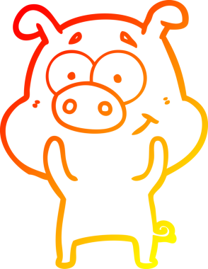 Bir insan tarafından çizilmiş mutlu çizgi film domuzu çizimi.