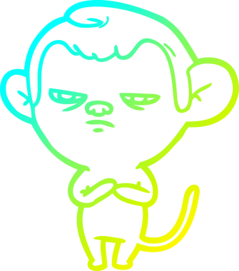 Bir insan tarafından çizilmiş bir çizgi maymun çizimi.