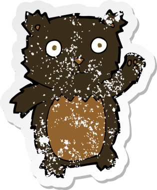 Bir insan tarafından çizilmiş siyah ayı yavrusu sallayan bir çizgi filmin gerilimli yapıştırması.