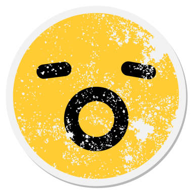 Bir insan tarafından çizilmiş esneyen yüz dairesel etiketi.