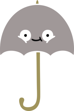 Bir insan tarafından çizilmiş düz renkli bir şemsiye.