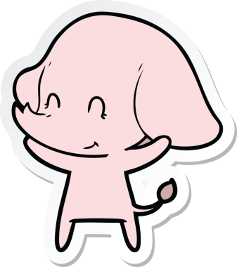 Bir insan tarafından çizilmiş şirin bir fil çıkartması.