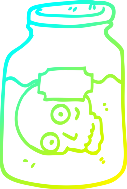 Kavanozda bir insan tarafından çizilmiş bir karikatür kafası çizimi.