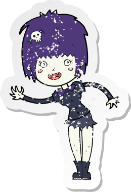 Bir insan tarafından çizilmiş vampir bir kızın gerilimli çıkartması.