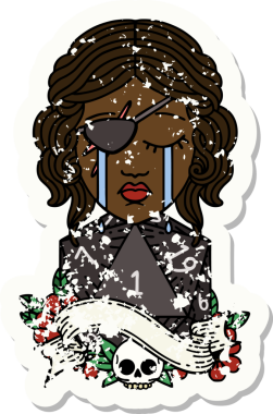 Retro Dövme Tarzı Ağlayan İnsan Haydut Doğal bir d20 ruloyla Bir insan tarafından çizilmiş