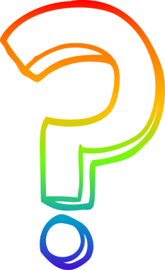 gökkuşağı gradyan çizgi çizimi bir insan tarafından çizilmiş soru işareti