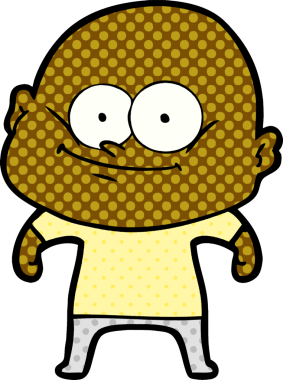 Bir insan tarafından çizilmiş kel bir adam.