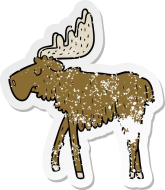 Bir insan tarafından çizilmiş karikatür geyiğinin sıkıntılı çıkartması.