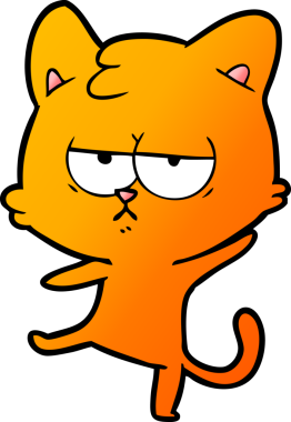 Bir insan tarafından çizilmiş sıkıcı çizgi film kedisi.