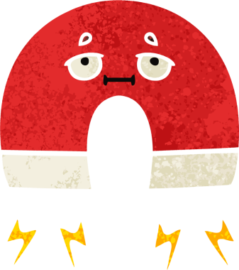 Bir insan tarafından çizilmiş mıknatısın retro illüstrasyon tarzı karikatürü