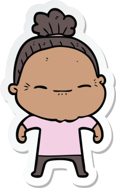 Bir insan tarafından çizilmiş barışçıl yaşlı bir kadının çıkartması.