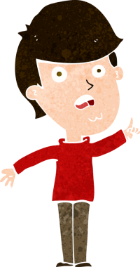 Çizgi filmci bir insan tarafından çizilmiş sorular soruyor.