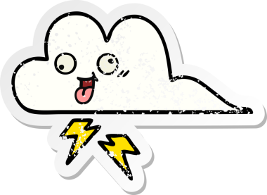 Bir insan tarafından çizilmiş tatlı bir karikatür fırtına bulutunun sıkıntılı çıkartması