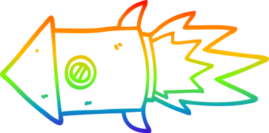 Bir insan tarafından çizilmiş bir uzay roketinin gökkuşağı gradyanı çizimi