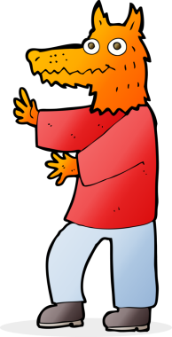 Bir insan tarafından çizilmiş komik tilki adam.