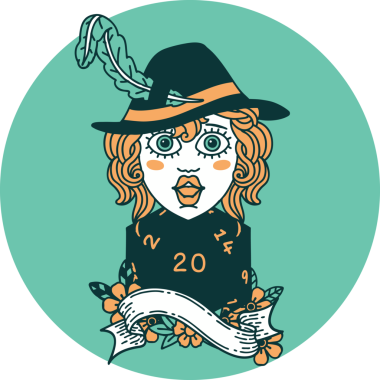 Bir insan tarafından çizilmiş 20 zarlı insan ozan ikonu