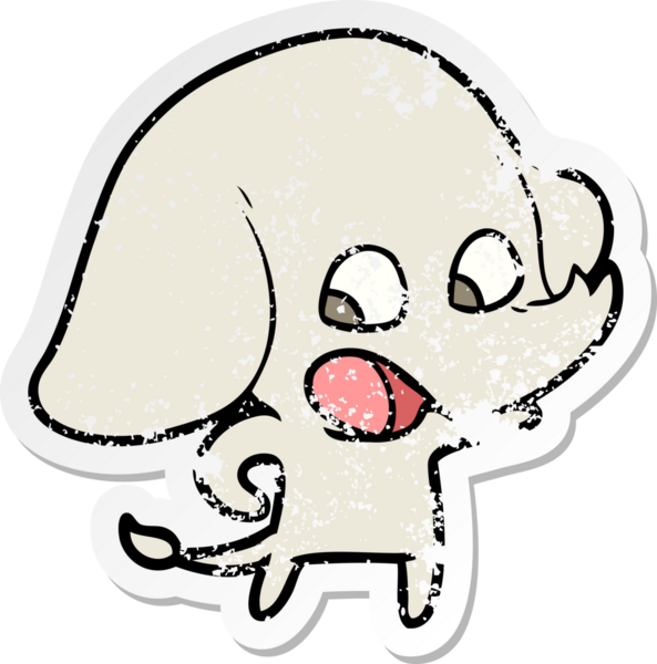 Bir insan tarafından çizilmiş şirin bir filin sıkıntılı çıkartması