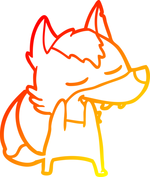 Bir insan tarafından çizilmiş gülen bir kurt çizgi çizimi.