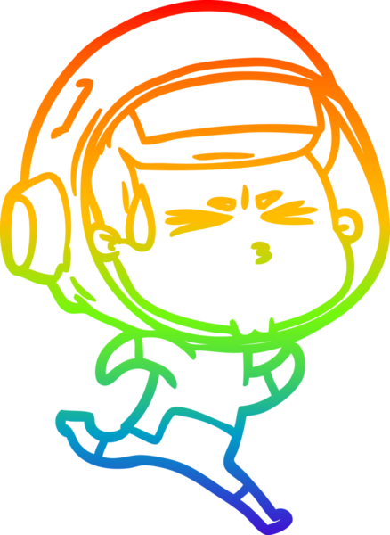 Bir insan tarafından çizilen gökkuşağı gradyan çizimi stresli astronot