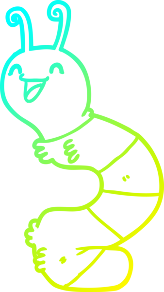 Bir insan tarafından çizilmiş mutlu bir tırtılın soğuk çizgi çizimi.