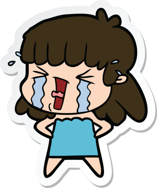 Bir insan tarafından çizilmiş bir karikatür kadının çıkartması.