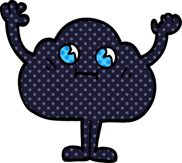 bir insan tarafından çizilmiş kara bulut karakteri.