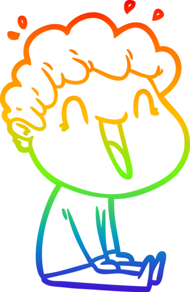 Gökkuşağı gradyan çizgi çizimi mutlu bir adamın bir insan tarafından çizilmiş gülüşü