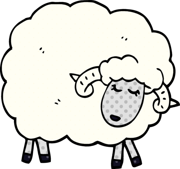 Bir insan tarafından çizilmiş boynuzlu karalama koyunu.