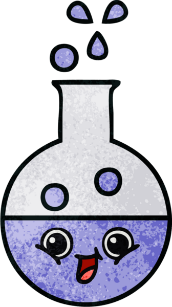 Bir insan tarafından çizilmiş bir test tüpünün retro grunge desen karikatürü