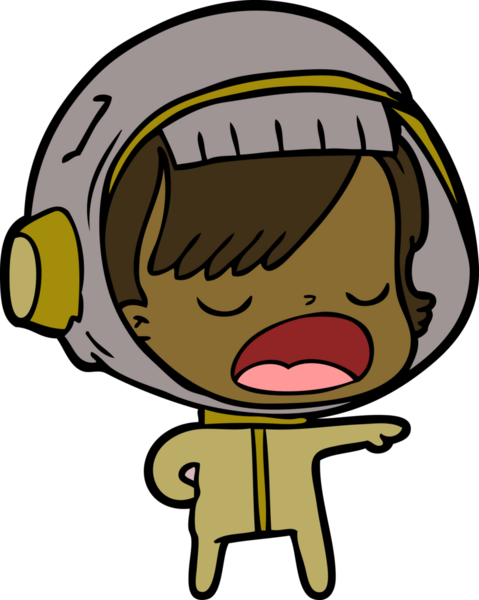 Karikatür astronot kadın bir insan tarafından çizilmiş.