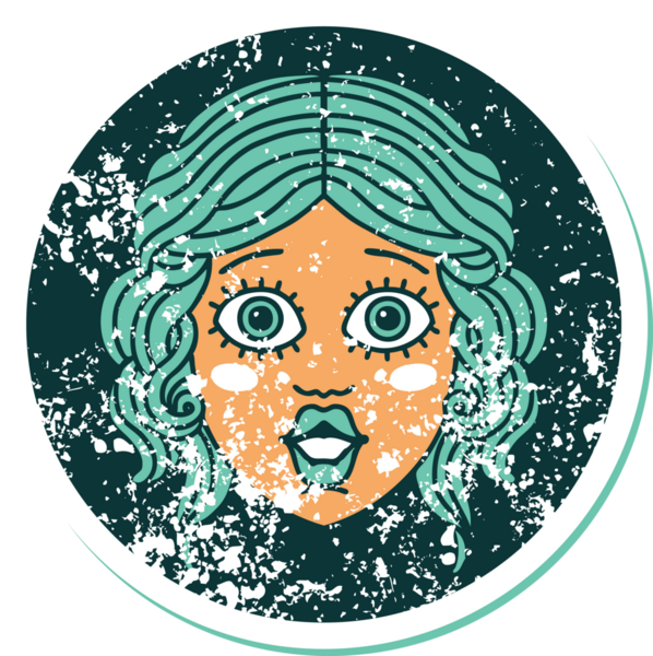 Bir insan tarafından çizilmiş kadın yüzünün sembolik dövmesi.