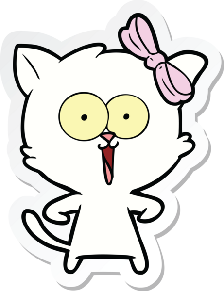 Bir insan tarafından çizilmiş çizgi film kedisinin çıkartması.